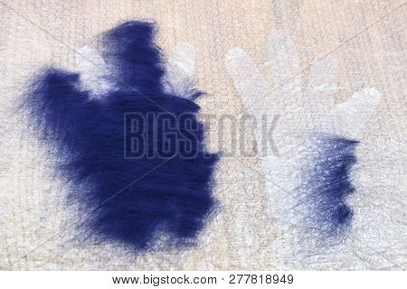 Workshop Of Hand Making A Fleece Gloves From Blue Merino Sheep Wool Using Wet Felting Process - Firs