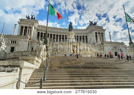 Rome, Italy - October 04, 2018: Vittorio Emanuele Ii Monument Or Vittoriano