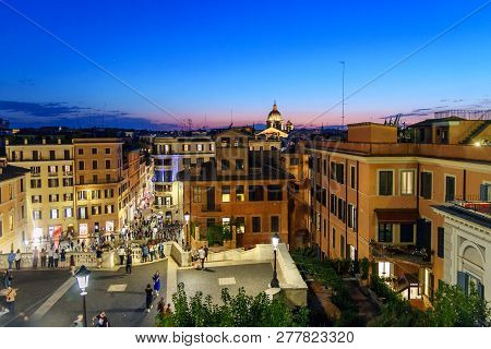 Rome, Italy - October 04, 2018: View On Rome With Spanish Steps, Piazza Di Spagna And Via Dei Condot