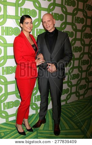 LOS ANGELES - JAN 6:  Gia Olimp, Anthony Carrigan at the 2019 HBO Post Golden Globe Party at the Beverly Hilton Hotel on January 6, 2019 in Beverly Hills, CA