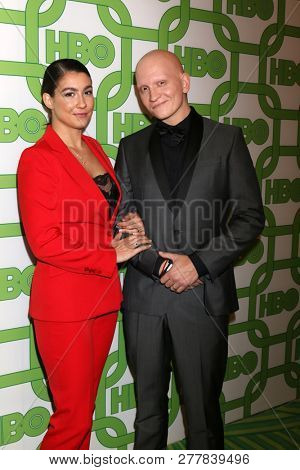 LOS ANGELES - JAN 6:  Gia Olimp, Anthony Carrigan at the 2019 HBO Post Golden Globe Party at the Beverly Hilton Hotel on January 6, 2019 in Beverly Hills, CA