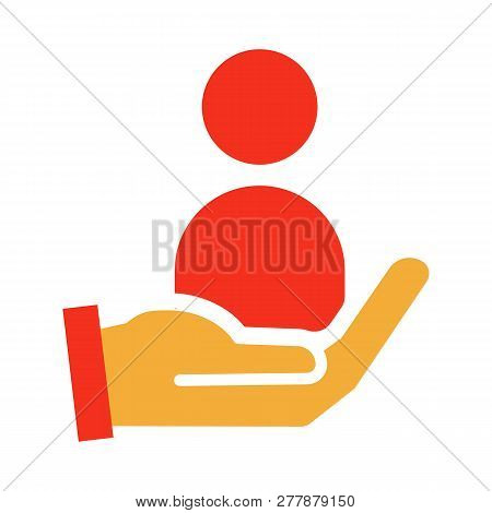 Vector Trendy Flat Glyph Icon Design. Illustration With A Hand And A Person For Job Recruitment, Hir