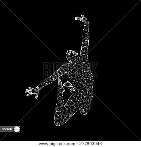 Leadership Concept. Jumping Man. Emblem For Sport Championship. Vector Illustration.