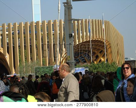 Milano, Italy - 10/15/2015: Some Old Photographs From The Expo Of Milan And Some Captions To The Mos
