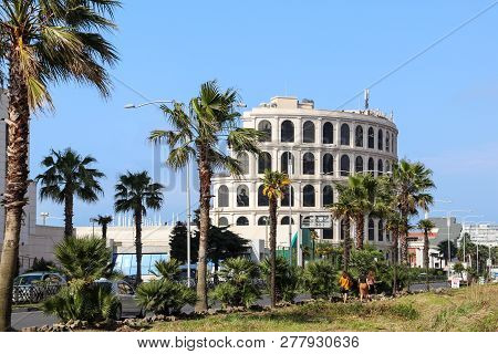Batumi, Adjara, Georgia - May 3, 2018: Facade Of Colosseum Marina Hotel In Sherif Khimshiashvili Str