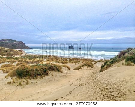 Sandfly Bay During Cloudy Winter Weather, Near Dunedin, Otago Peninsula, South Island, New Zealand