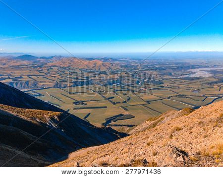View Over Mount Hutt Mountainous Landscape On A Sunny Day, Near Methven, South Island, New Zealand