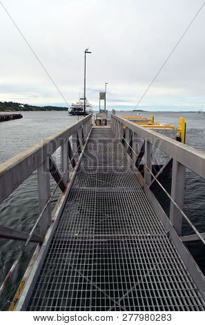 Travel by the Basto Ferry from Horten to Moss connects Ostfold and Vestfold in Norway.June 22,2018. Moss,Norway