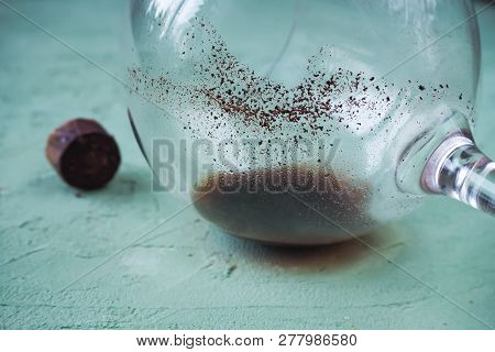 Sediment In A Glass Of Old Wine. Sediment In Wine