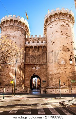 Defensive Towers Quart In The Historic Center Of Valencia.