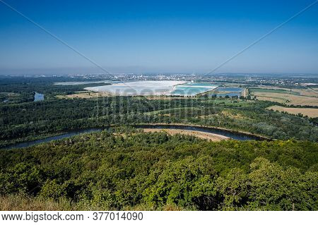 Panorama From The Mountains Of Kustow Shikhany The City Of Sterlitamak Soda Plant With Its White Qua