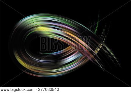 Colorful Flow Brushstroke. Wabe Sea Isolated Line.. Realistic Volume Brush Stroke. Liquid Paint Ink 