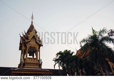 Beautiful Details Of Thai Fine Arts At Buddhist Temple