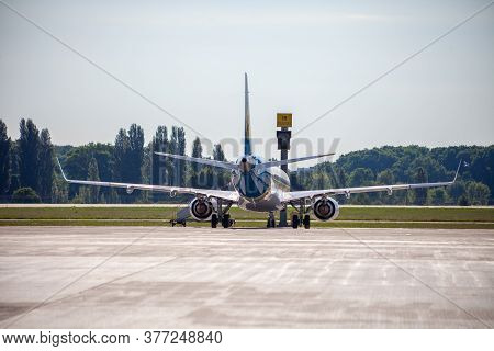 Kyiv, Ukraine - July 1, 2020: Passenger Plane Boeing 737-800. Airplane Uia Ukraine International Air