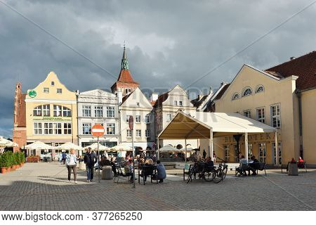 Olsztyn, Poland, July 12: Street Of Old Town On July 12, 2020 At Olsztyn, Poland. Olsztyn Is A City 