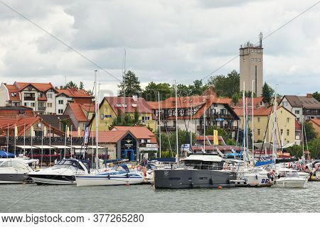 Mikolajki, Poland, July 12: Boats At Harbor On July 12, 2020 At Mikolajki, Poland. Mikolajki Is A Re