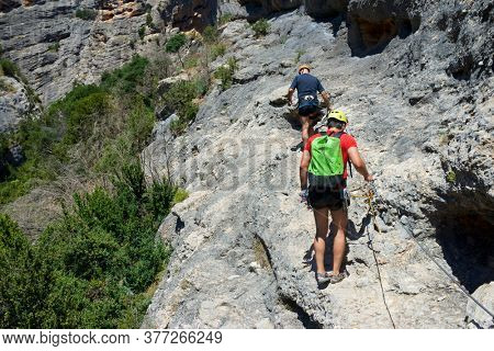 Canyoneering Formiga Canyon in Guara Mountains, Huesca Province in Spain.