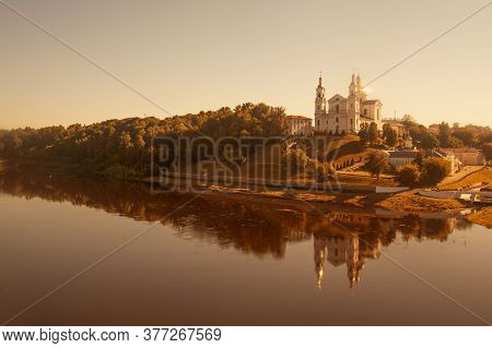 Vitebsk, Belarus - 18 July 2020 : Holy Assumption Cathedral Of The Assumption On The Hill And The Ho
