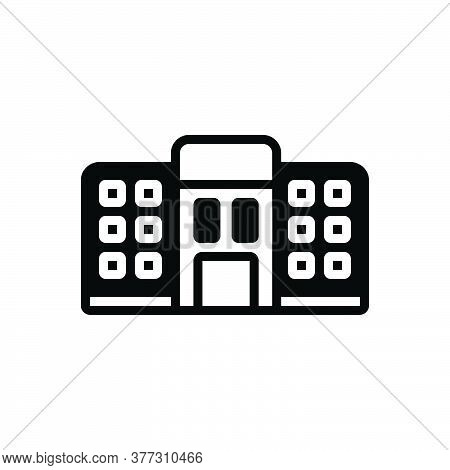 Black Solid Icon For Hostel Dormitory Dorm Bedroom Dormer Tourism Residential Room