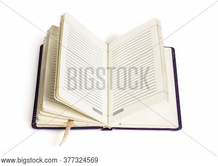 Purple Notebook Open Isolated On White Background