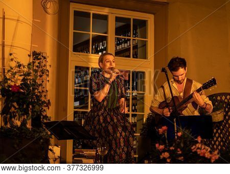 Cracow, Poland - July 3, 2020:  Polish Singer Aga Zaryan And Szymon Mika Performs Live At 25rd Editi