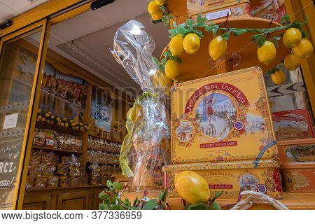 Menton, France - July 2, 2020: La Cure Gourmande Looks Like An Old-fashioned Confectionery Store Sel
