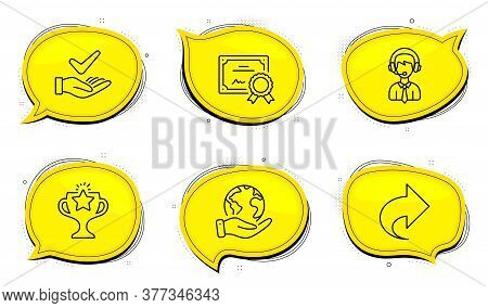 Share Sign. Diploma Certificate, Save Planet Chat Bubbles. Dermatologically Tested, Victory And Ship