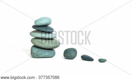 Sea Stones Zen Pyramid On A White Background