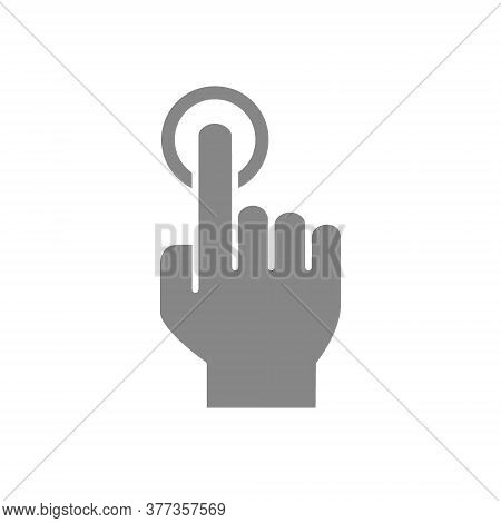 One-finger Click Grey Icon. Single Tap, Touch Screen Hand Gesture Symbol