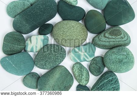 Sea Stones Turquoise On A White Background