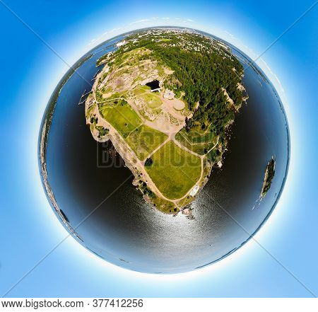 A Three Dimensional Panoramic Aerial View Of Katariina Seaside Park In A Mini Planet Panorama Style.