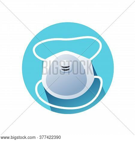Dust Mask Flat Icon. Protective N95 Face Mask Or Respirator With Valve Color Illustration. Concept O