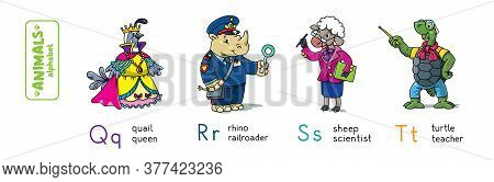 Animals With Professions. Funny Alphabet Or Abc.