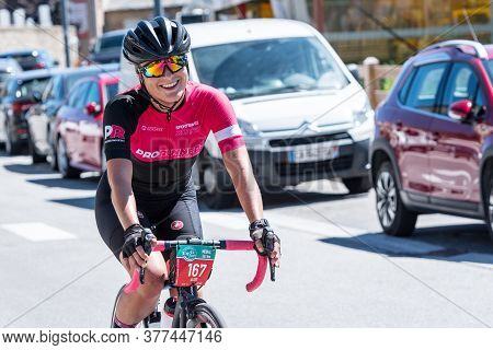 Les Anglres, France : 2020 19 July : Cyclists In Amateur Race La Cerdanya Cycle Tour 2020 In Les Ang