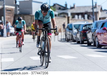 Les Anglres, France : 2020 19 July : Cyclists In Amateur Race La Cerdanya Cycle Tour 2020 In Les Ang