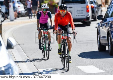 Les Anglres, France : 2020 19 July : Cyclists In Amateur Race La Cerdanya Cycle Tour 2020 In Les Ang