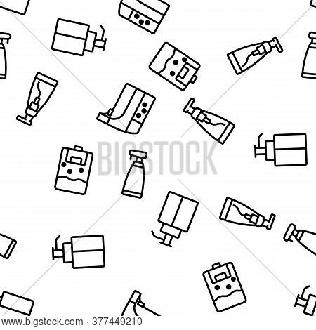 Soap Dispenser Tool Vector Seamless Pattern Thin Line Illustration