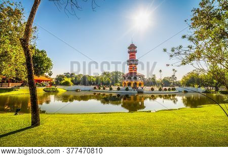 Tower Withun Thasana Or The Sage Lookout In Bang Pa-in Royal Palace Or The Summer Palace In Ayutthay