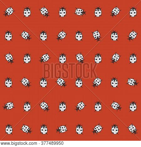 Vector Ladybug Geometric Seamless Pattern Print Background.