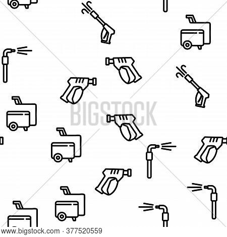 Pressure Washer Tool Vector Seamless Pattern Thin Line Illustration