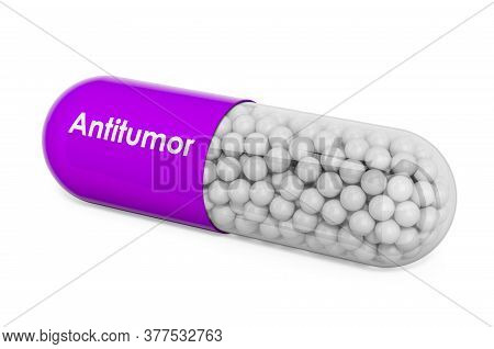 Capsule With Antitumor. 3d Rendering Isolated On White Background