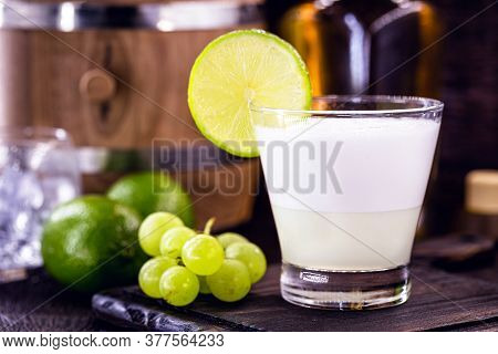 Pisco Sour, A Typical Cocktail Of South American Cuisine, Peru And Chile, Prepared Based On Pisco An