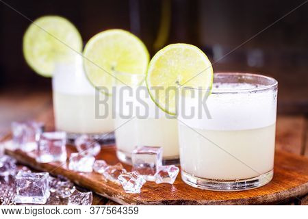 Pisco Sour, A Cocktail Prepared With Pisco And Lemon, Sweetened, With Brandy, Eggs, Served Cold. Ori