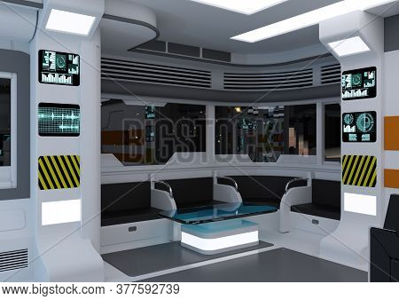 3D Rendering Futuristic Contol Center