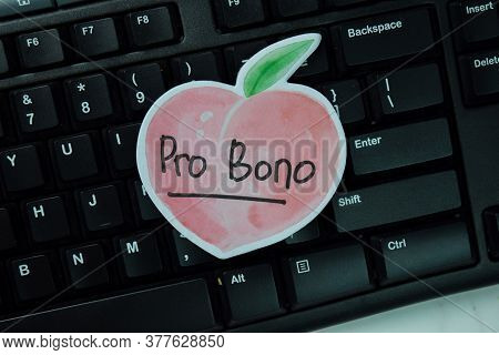 Pro Bono Text On Sticky Notes Isolated On Office Desk.