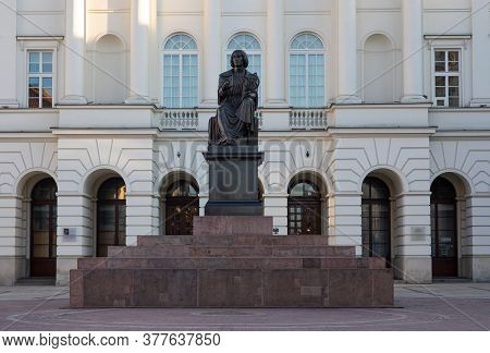 Statue Of Famous Astronomer Nicolaus Copernicus In Warsaw, Poland, 2020.