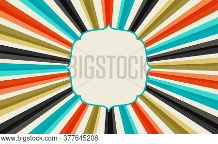 Retro Background With Rays And Label Vector Design Illustration