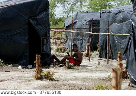 Eunapolis, Bahia / Brazil - January 12, 2011: Member Of The Landless Movement - Mst - Viewed Campgro
