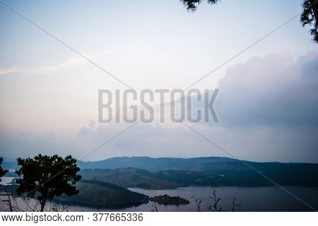 Umiam Lake Located At Shillong. Aerial View Image Is Taken At Umiam Lake Shillong Meghalaya India.