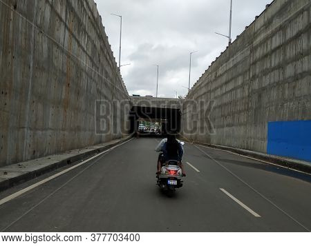 Closeup Of Newly Constructed Underpass Or Bridge Near Laggere, Summanahalli